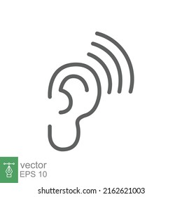Ear icon. Simple outline style. Hearing, listen symbol. Thin line vector illustration isolated on white background. EPS 10.