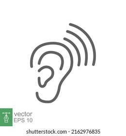 Ear icon. Simple outline style. Hearing, listen symbol. Thin line vector illustration isolated on white background. EPS 10.