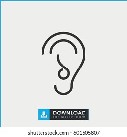 ear icon. simple outline ear vector icon. on white background.