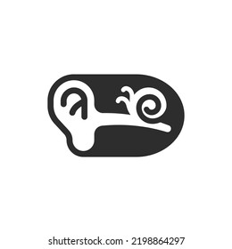 Ear icon. structure of ear. Monochrome black and white symbol