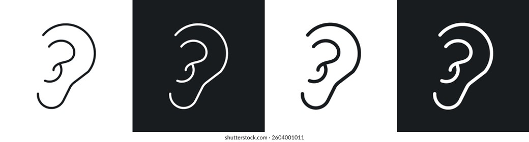 Ear icon symbol collection on white background.