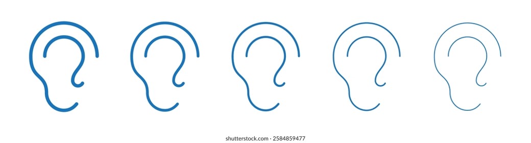 Ear icon Symbol collection thin outline set