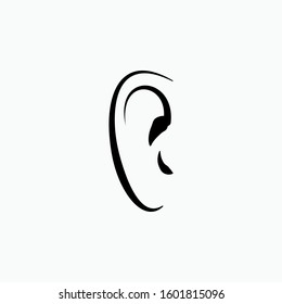 Ear Icon. Symbol of Hear Identification. One of Human Sense Illustration. Types of Perception Vector and Flat Design.
