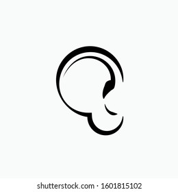 Ear Icon. Symbol of Hear Identification. One of Human Sense Illustration. Types of Perception Vector and Flat Design.
