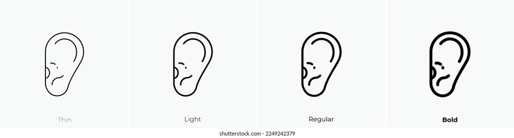 ear icon. Thin, Light Regular And Bold style design isolated on white background