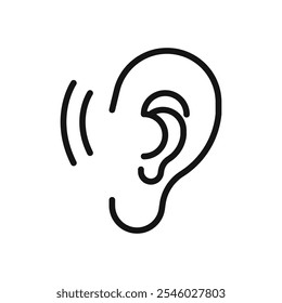 Ear icon Thin line art isolated