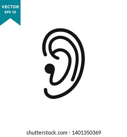 ear icon in trendy flat design, hearing vector icon 