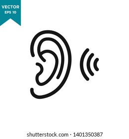 ear icon in trendy flat design, hearing vector icon 