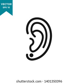 ear icon in trendy flat design, hearing vector icon 