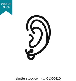 ear icon in trendy flat design, hearing vector icon 