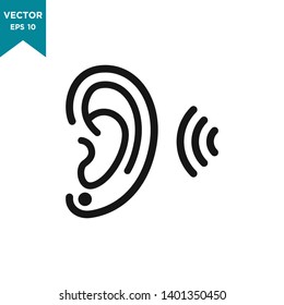 ear icon in trendy flat design, hearing vector icon 
