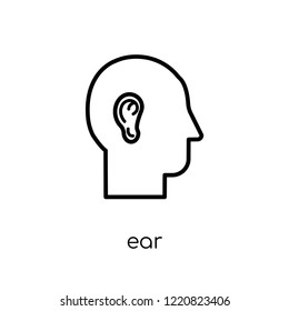 Ear icon. Trendy modern flat linear vector Ear icon on white background from thin line Human Body Parts collection, editable outline stroke vector illustration