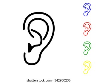 ear icon - vector colored set