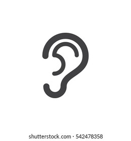 Ear icon vector, filled flat sign, solid pictogram isolated on white. Hearing symbol, logo illustration