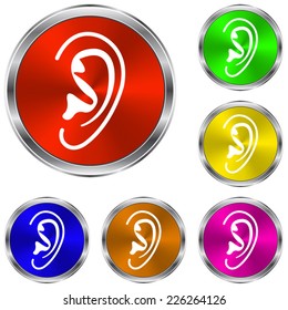 Ear  icon - vector glossy colourful buttons