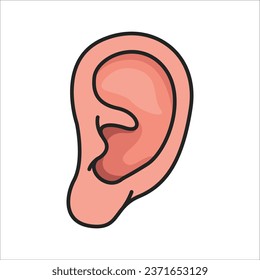 Ear icon vector illustration, one of the five human senses for hearing, body anatomy study