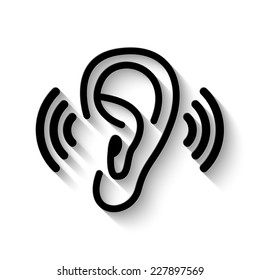 ear icon - vector illustration with shadow