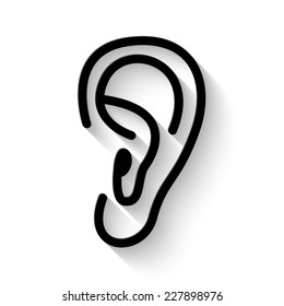 ear icon - vector illustration with shadow