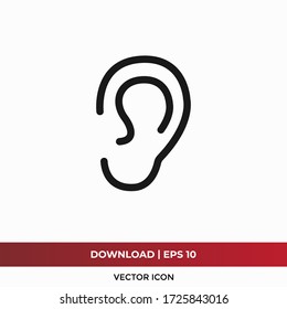 Ear Icon Vector. Listen Sign