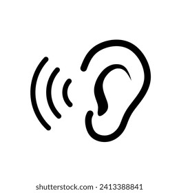 ear icon vector on white background.hearing icon