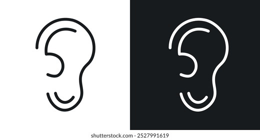 Ear icon vector icon set black filled and outlined style.