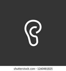 ear icon vector. ear sign on black background. ear icon for web and app