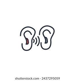 ear icon. vector.Editable stroke.linear style sign for use web design,logo.Symbol illustration.