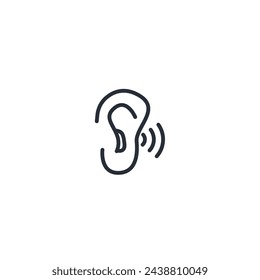 ear icon. vector.Editable stroke.linear style sign for use web design,logo.Symbol illustration.