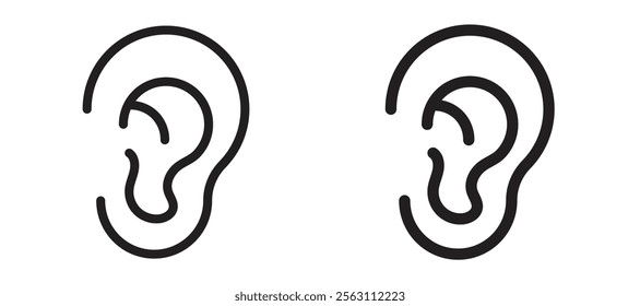 Ear icons in black line and filled versions