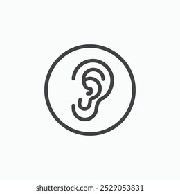 Conjunto de iconos de oreja. Ilustración llena y de línea