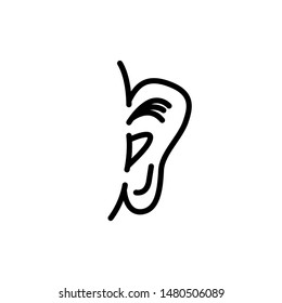 Ear icons , template Logo Design Best Icons Emblem Isolated, Element Organ Listen Vector Illustration , Outline Solid Background White . Company Multimedia Symbol
