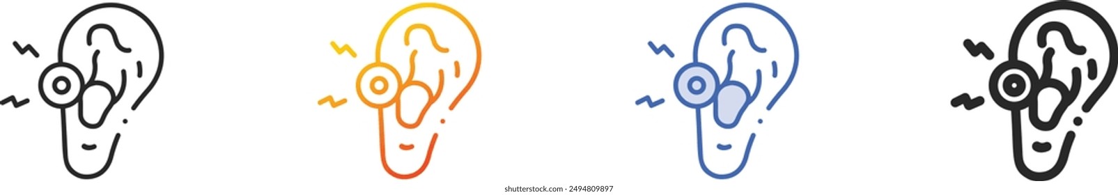 ear icon.Thin Linear, Gradient, Blue Stroke and bold Style Design Isolated On White Background