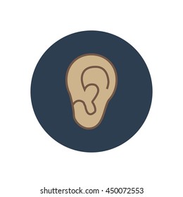 Ear illustration vector on the blue background. Vector illustration