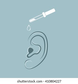 ear Image. Image ear and pipette. Vector illustration.