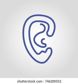 Ear isolated flat vector linear icon