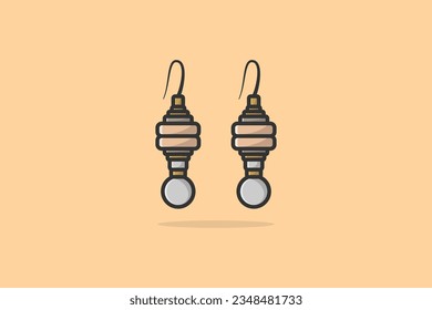 Ear jewelry for modern girls vector illustration. Beauty fashion objects icon concept. Lady earring with gemstone vector design.