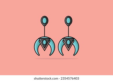 Ear jewelry for modern girls vector illustration. Beauty fashion objects icon concept. Lady earring with gemstone vector design.