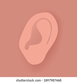 Ear left side icon flat design icon isolated vector illustration.