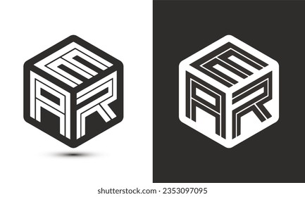 EAR letter logo design with illustrator cube logo, vector logo modern alphabet font overlap style. Premium Business logo icon. White color on black background