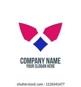 ear, letter v, rabbit, abstract company logo concept