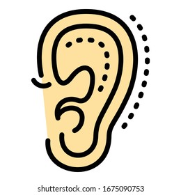 Icono de elevación del oído. Icono de vector de elevación de la oreja de esquema para diseño web aislado en fondo blanco