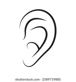 Ear Line Art Icon Minimalist Vector Illustration for Social Media, Banners greeting cards and Modern Design. Perfect for branding, digital media, and creative projects.