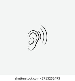 Vetor de ícone de arte de linha de ouvido e audição, audição, design de ícone
