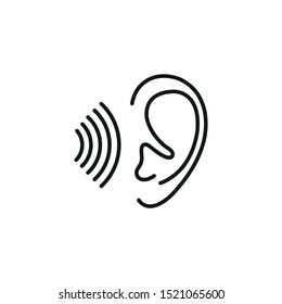 Ear line black vector icon 