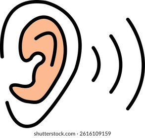 Ear Line Filled Vector Icon Design