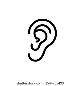 Ear line flat vector icon for mobile application, button and website design. Illustration isolated on white background. EPS 10 design, logo, app, infographic.