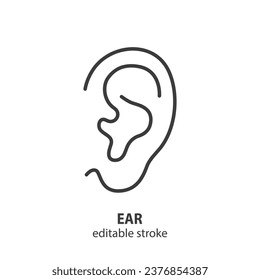 Ear line icon. Hearing vector symbol. Editable stroke.