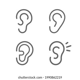 Ear line icon set. Listening