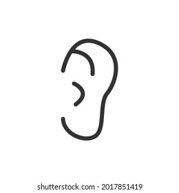 Ear line icon in trendy style. Stroke vector pictogram isolated on a white background. Ear premium outline icons.