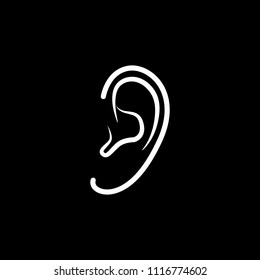 Ear line vector icon. Black background